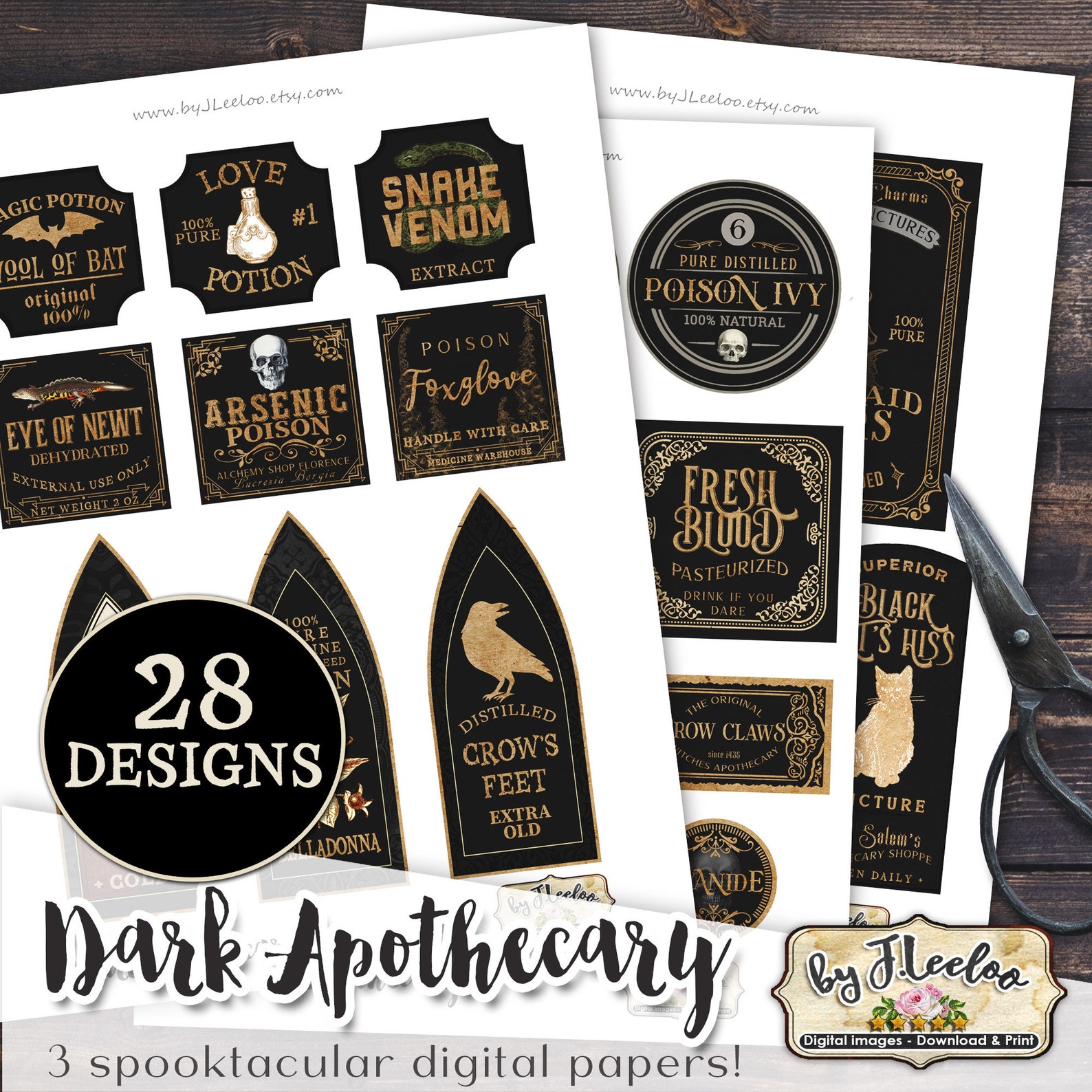 Posion Tag DARK APOTHECARY Printable Potion Poison Tags Label Bottle Jar Labels ...