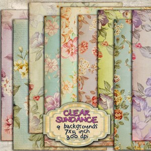 CLEAR SUNDANCE 9 Postkarten digitaler Hintergrund Digitales collage sheet blumen textur digitales scrapbook printable pp200