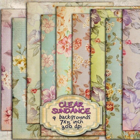 CLEAR SUNDANCE 9 postcards digital background Digital collage sheet flower texture digital scrapbook instant download printable pp200