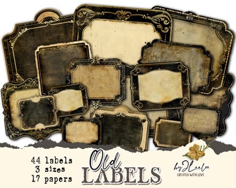 OLD LABELS vintage blank supplies for journal and paper art | Grunge vintage ephemera Steampunk images digital collage | Writable | tl275