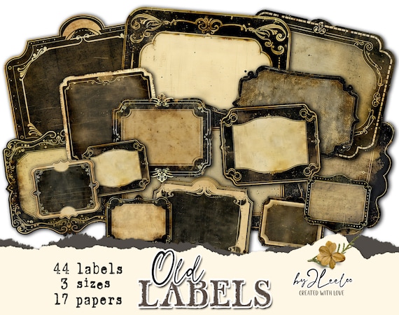 OLD LABELS vintage blank supplies for journal and paper art | Grunge vintage ephemera Steampunk images digital collage | Writable | tl275