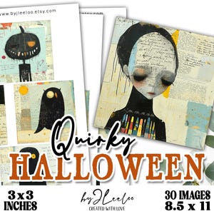 QUIRKY HALLOWEEN 3 x 3 polegadas para impressão | Suprimentos pingente quadrado extravagante, espelho, ímã, etiquetas, arte alterada, cartão de artesanato, adesivo | CU | qu617