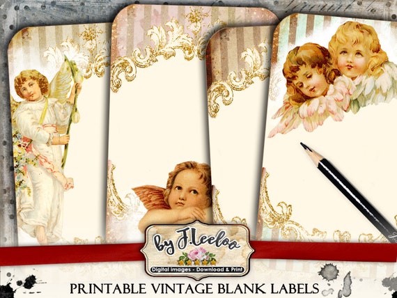 ANGELS cards christmas vintage printable postcard for invitation scrapbook altered instant download Digital collage sheet printable pp473