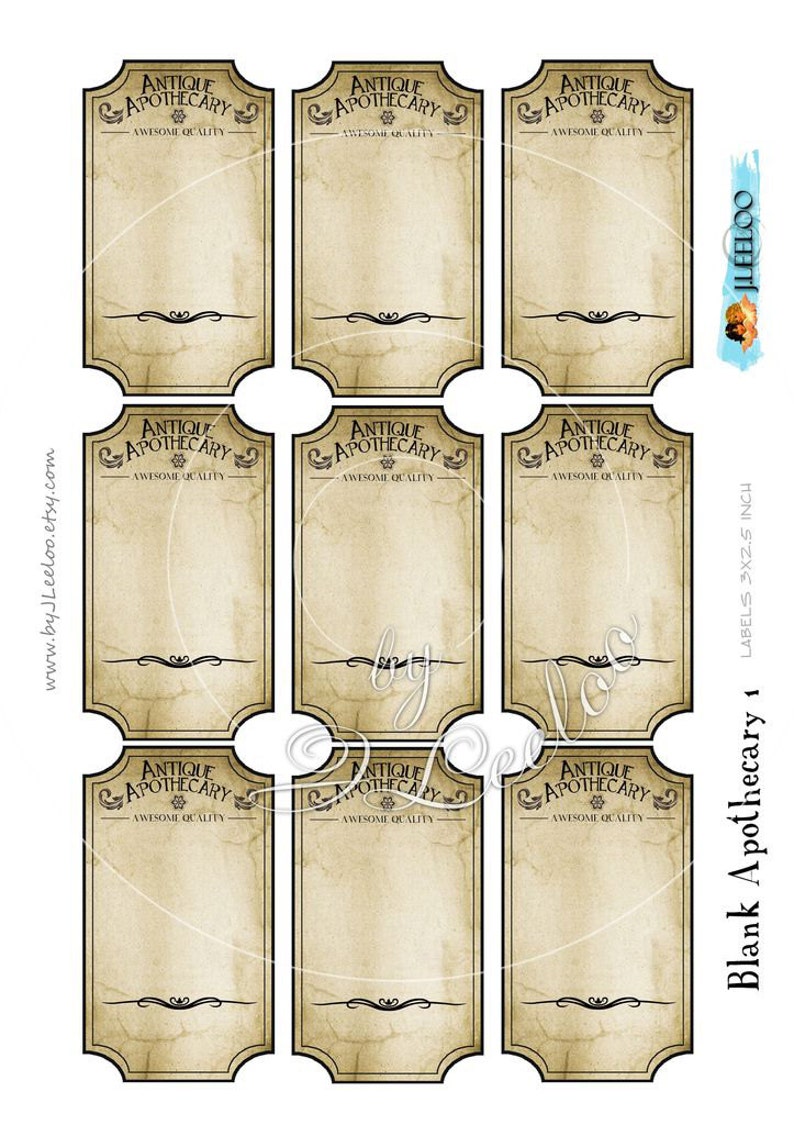 BLANK APOTHECARY Editable Printable Tags Label Poison Bottle Jar Labels ...