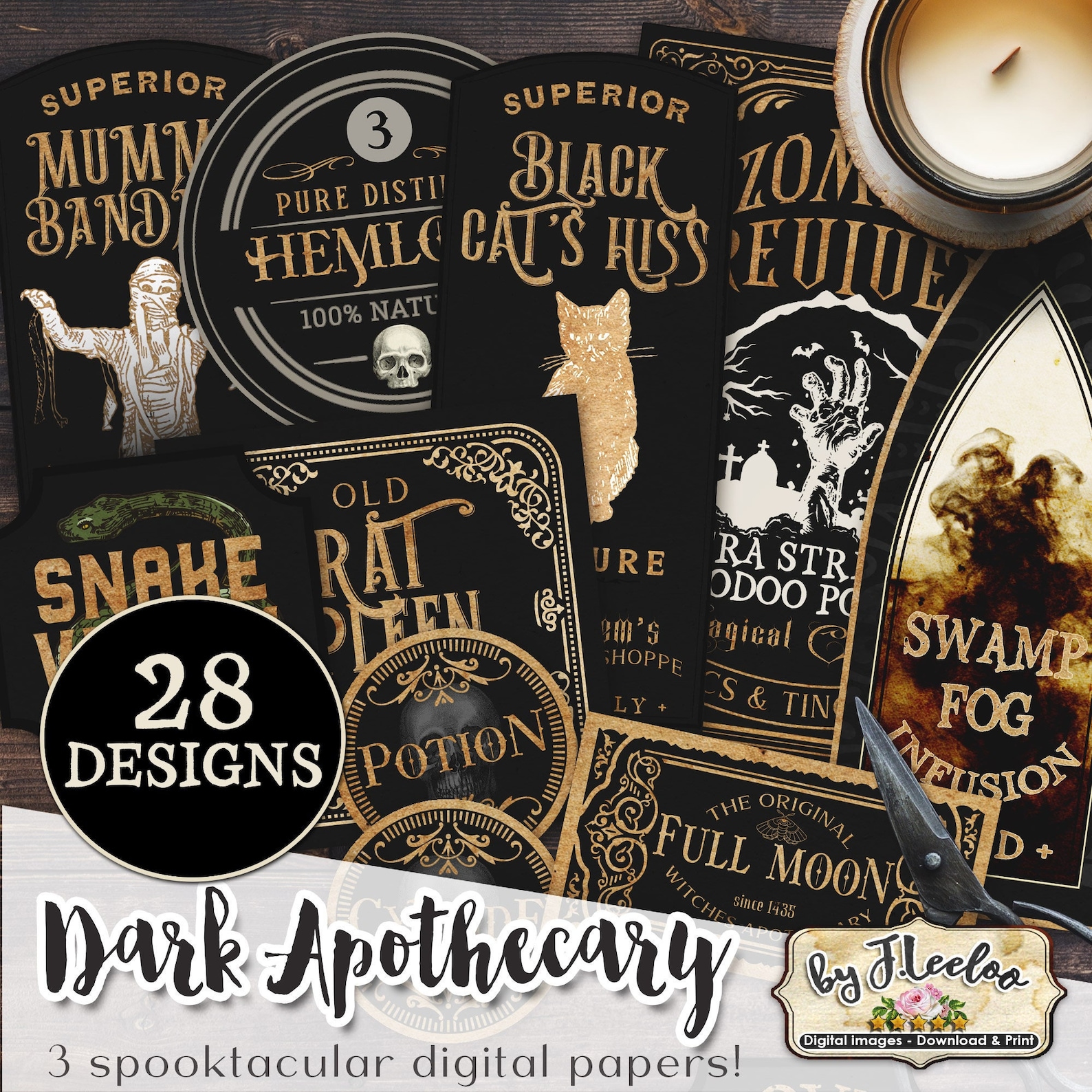 Posion Tag DARK APOTHECARY Printable Potion Poison Tags Label Bottle Jar Labels ...