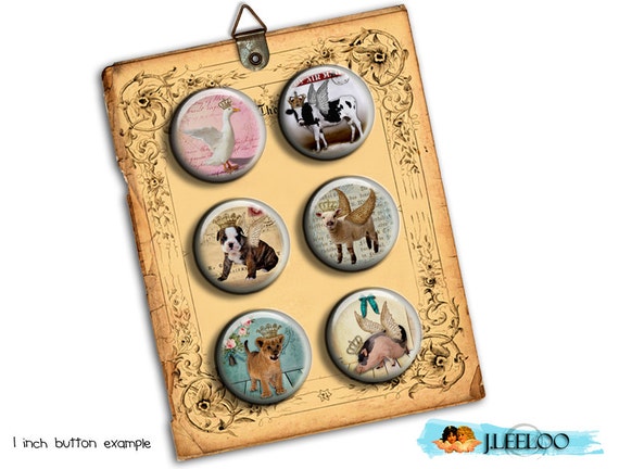 Digital printable ROYAL PET 1.313 inch sheet button machine puppies dog pig wings fantasy magnet pendant instant download printable - tn224