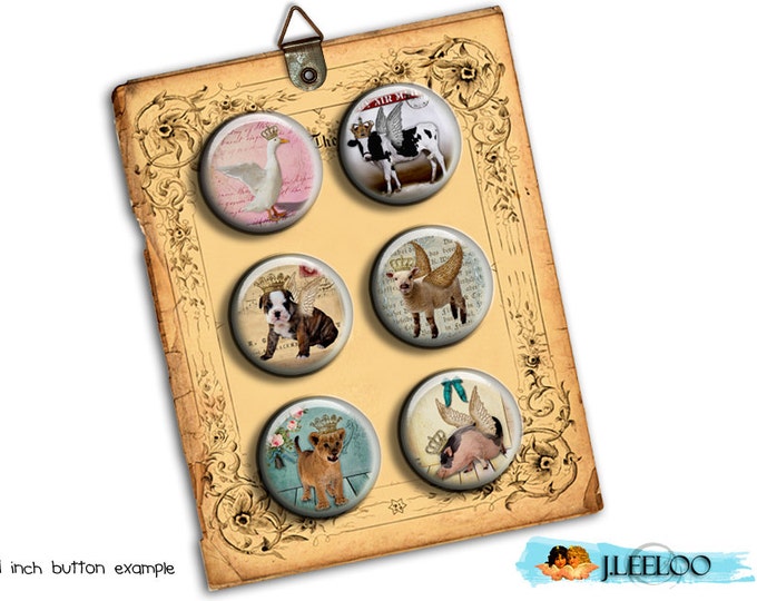 Digital printable ROYAL PET 1.313 inch sheet button machine puppies dog pig wings fantasy magnet pendant instant download printable - tn224
