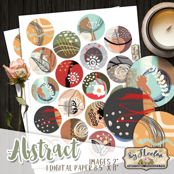 ABSTRACT 2 inch Digital Collage Sheet for Pocket Mirrors Magnets Paperweights Cupcake toppers Jewelry instant download tn632