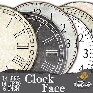 OROLOGIO DA 6 pollici cerchio stampabile / Orologio vintage jpeg clipart arredamento vintage per la casa fai da te / creazione di carta download collage digitale / tn789