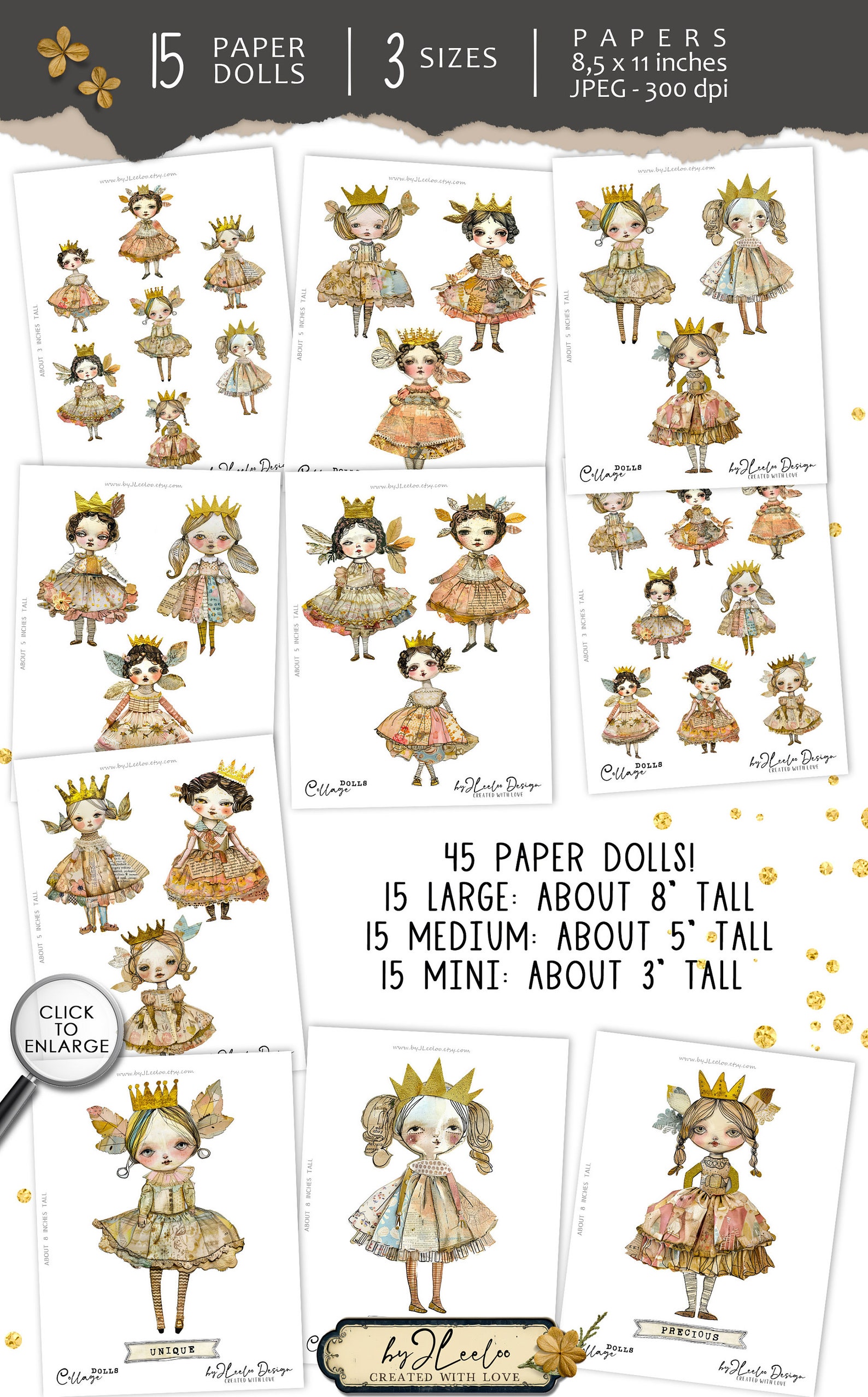 COLLAGE DOLLS Paper Doll Printable Junk Journal Cut off | Paper Dolls ...