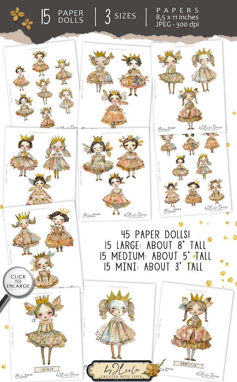 COLLAGE DOLLS Paper Doll Printable Junk Journal Cut off | Paper Dolls ...