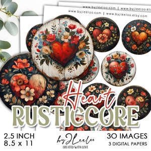 RUSICCORE HART 2,5 inch afdrukbaar | Geliefden cadeau Valentijn benodigdheden liefde ronde hanger spiegel sticker magneet Olieverfschilderij vintage | tn755