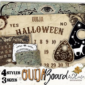 OUIJA BOARDS Vintage Printable Pack, Halloween Séance Decor, Party Invitation, Digital Planchette Design, Spooky Junk Journal Supply | pp850