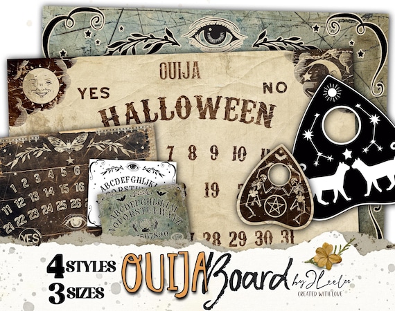OUIJA BOARDS Vintage Printable Pack, Halloween Séance Decor, Party Invitation, Digital Planchette Design, Spooky Junk Journal Supply | pp850