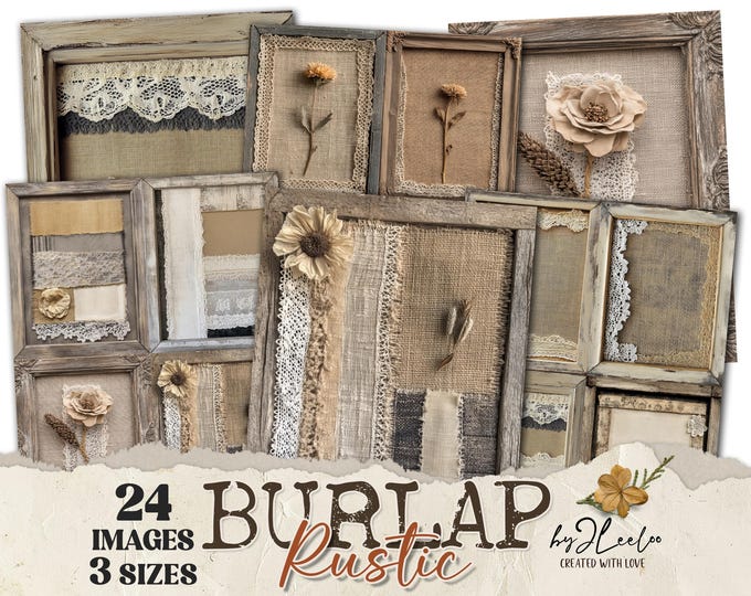 BURLAP RUSTIC 24 neutral background 3 Sizes | Junk Journal Pages | Backdrop Rustic papers | scrapbook Lace digital | Commercial Use | pp880