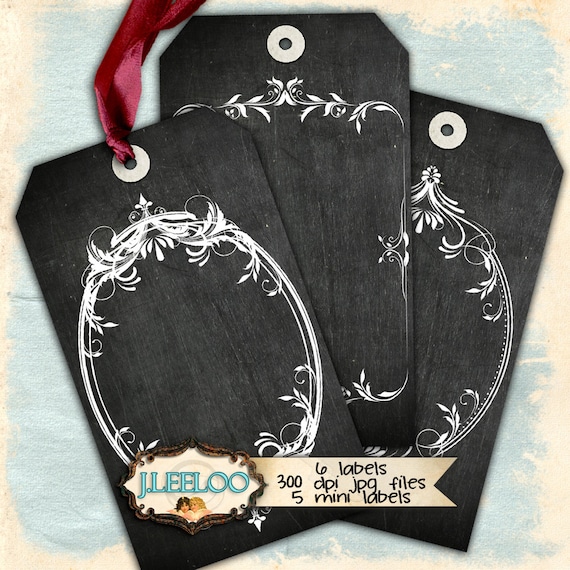 BLACKBOARD blank label tags print and add your own text chalkboard editable writable digital collage printable download tl149