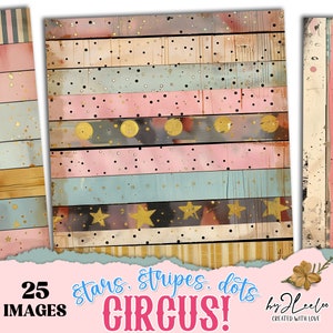 Pages StarS, STriPes, DoTS, CIRCUS | journal de bordel imprimable en détresse vintage collage numérique | Couleurs pastel de fond Papercraft | page 809