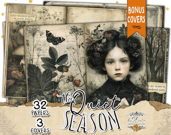 THE QUIET SEASON Vintage Autumn Junk Journal, Fall Journal Pages, Woodland Nature Printable, Scrapbook Digital Kit | ppK79