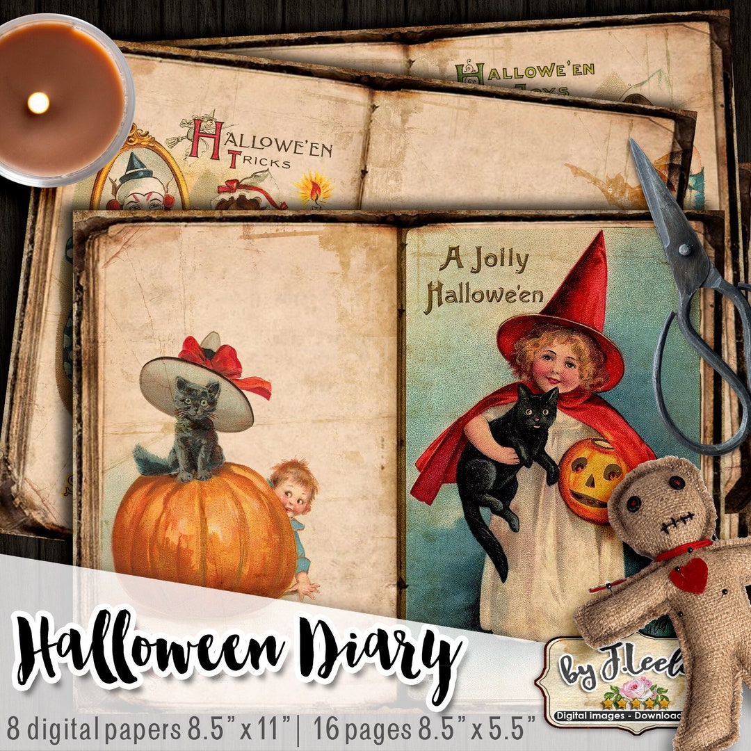 ハロウィンのジャンクジャーナル Halloween4 I made some vintage Halloween journals. I like the way they
