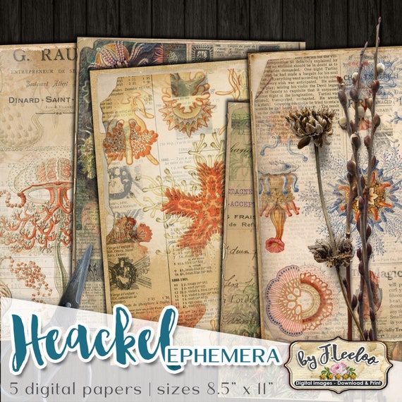 HEACKEL EPHEMERA Digital Vintage for Junk Journals - Grunge diary - Digital scrapbook notebook collage sheet vintage paper download pp555