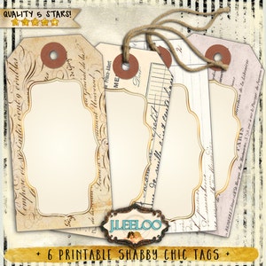 EPHEMERA-TAGS voor wenskaart Digitaal collageblad blanco tags cadeaukaartpapier goede download afdrukbare vintage shabby chic tl164