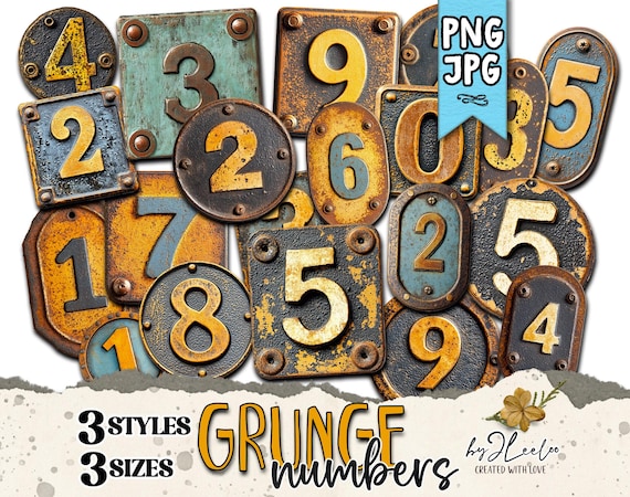 GRUNGE NUMBERS 180 Png | Jpg Png steampunk metal patina | junk journal scrapbook industrial | Masculine Rusted Industrial Chic CU | cl192