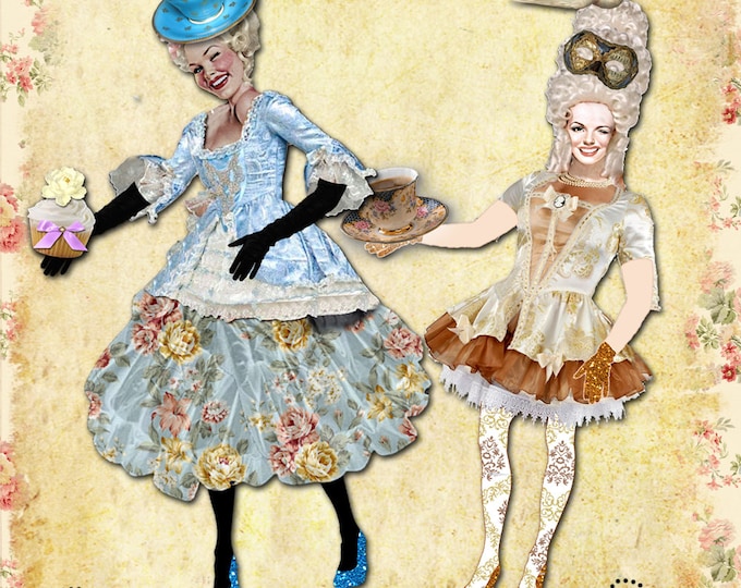 ANTOINETTE Eat CAKE printable Digital collage sheet  france altered art paper doll journal page scrap jpg png instant download pp178
