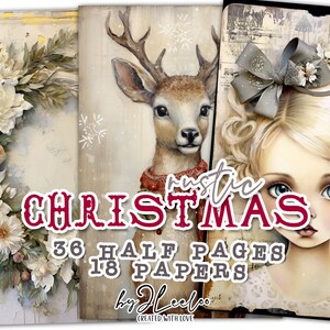 RUSTIC CHRISTMAS half pages printable for junk journal Mixed Media | Holidays supplies card making collage | vintage stationery | pp651