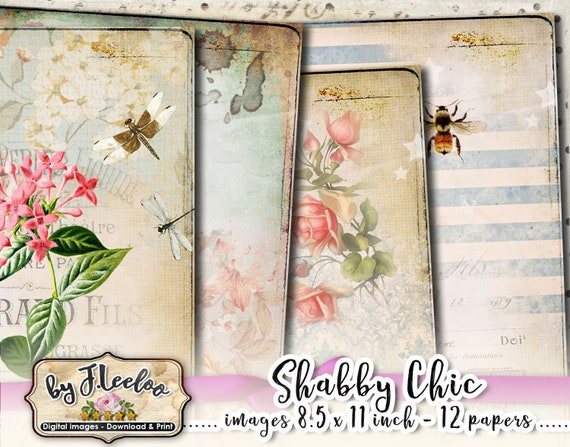 SHABBY CHIC 8 victorian papers for scrapbook Digital collage sheet pastel color vintage for scrapbook instant download printable pp456