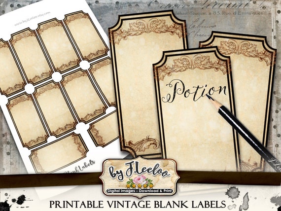 BLANK LABELS editable printable vintage tag poison bottle jar labels instant download printable images digital collage sheet tl211