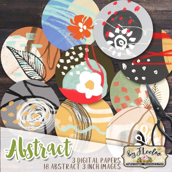 ABSTRACT 3 inch Digital Collage Sheet for Pocket Mirrors Magnets Paperweights Cupcake toppers Jewelry instant download tn631