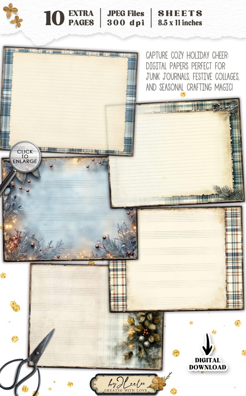 TWINKLING PLAID 10 Extra Pages Junk Journal Printable | Holidays Season ...