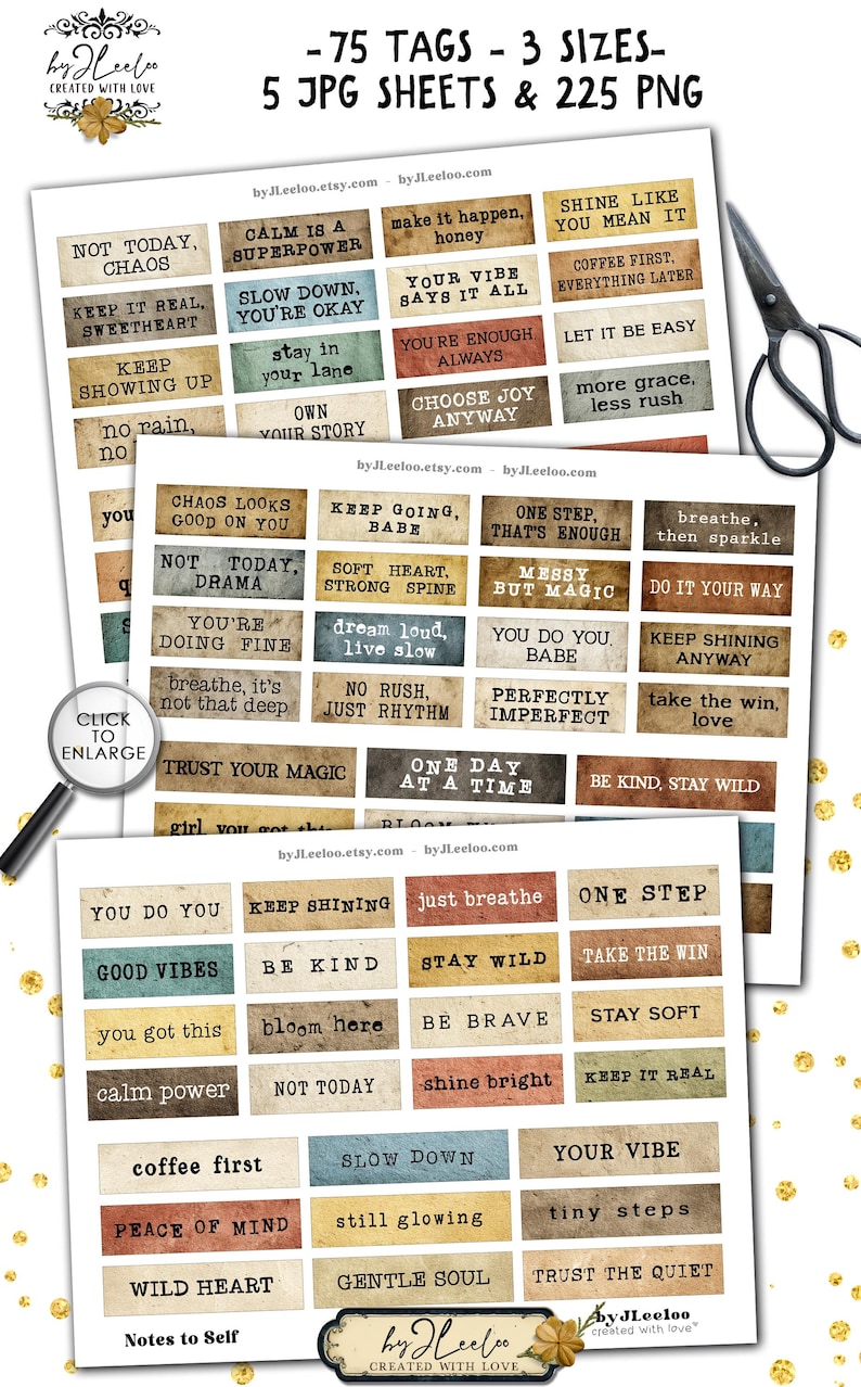 Tag Inspiration NOTES TO SELF Inspirational Phrases Words Tags | Modern Positive Quote ...