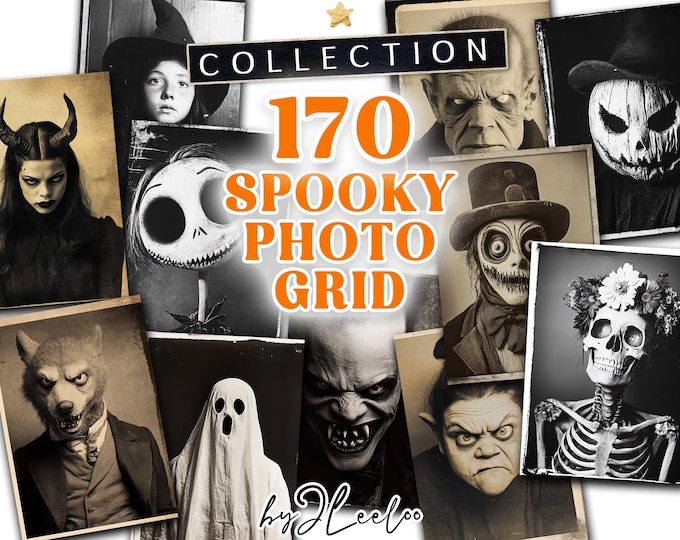SPOOKY PHOTO BOOTH Collection 680 photos | Scary Creepy Scrapbook junk journal supplies | Photo strip Halloween eerie Commercial Use | pp847