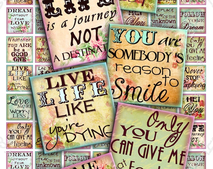 Digital collage I THINK 1 inch square quote  resin pendants, charms, card making, button, magnets instant download printable qu255