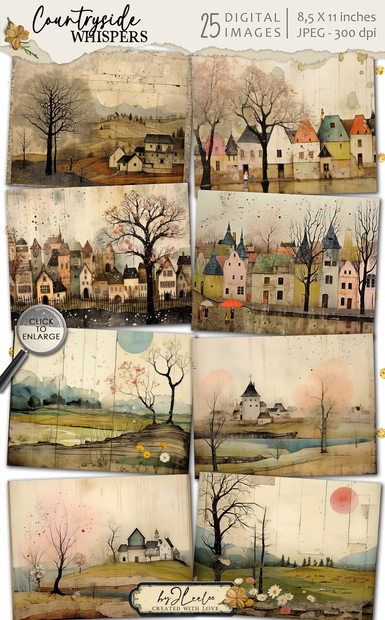 COUNTRYSIDE WHISPERS Landscape Vintage Papers | Large Junk Journal ...