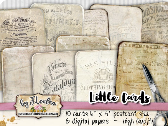 LITTLE CARDS vintage cards for scrapbook editable journal diary art altered instant download Digital collage sheet printable pp502
