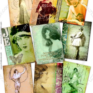 ALLEEN VOOR UW OGEN oude foto aceo-formaat digitale collage blad instant download afdrukbare uitnodigingskaarten scrapbooking achtergrond ac191