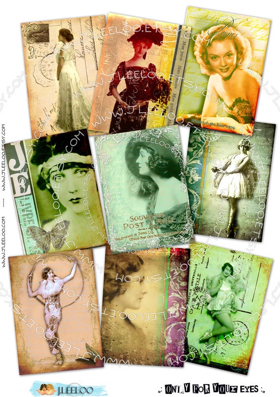 ONLY FoR YOUR EYES old photo aceo size Digital collage sheet instant download printable invitation cards scrapbooking background ac191