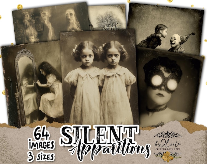SILENT APPARITIONS – 64 Haunted Vintage Images Dark Academia | Eerie Ghostly Ephemera for Junk Journals, Scrapbooking, Collage CU | pp974