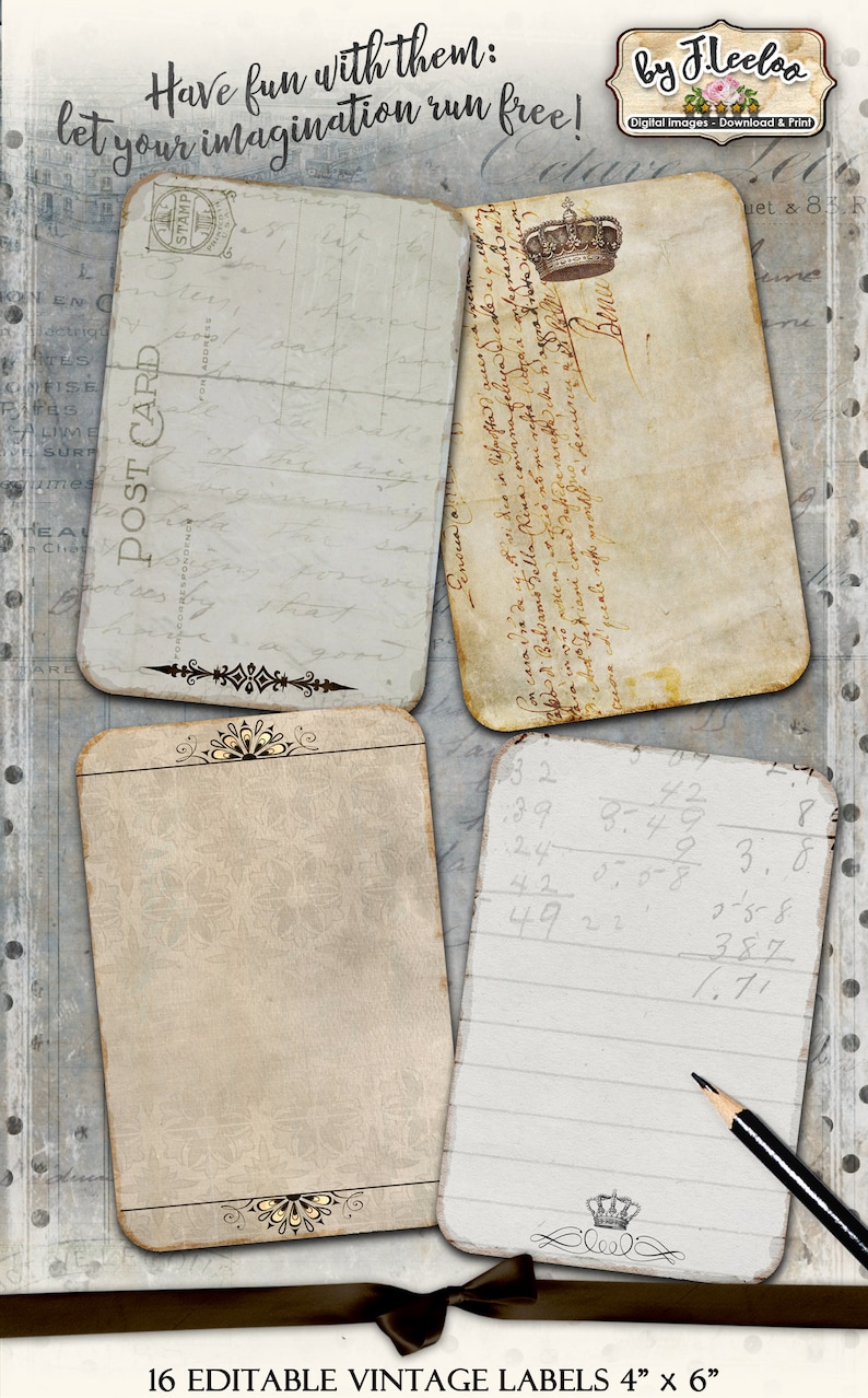 EDITABLE LABELS Vintage Writable Cards for Scrapbook Journal - Etsy
