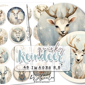 RENNA ECCELLENTE Cerchio da 2,5 pollici / Forniture scandinave natalizie / specchi magneti per album topper cupcake / effimeri diario spazzatura / tn670
