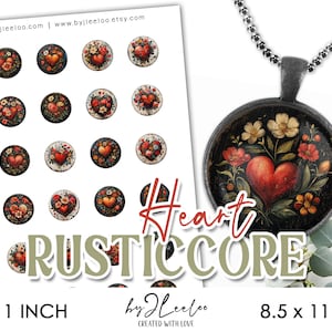 RUSICCORE HART 1 inch afdrukbaar | Cadeau voor geliefden Valentijn levert liefde ronde hanger glas cabochon camee sticker Olieverfschilderij | tn752