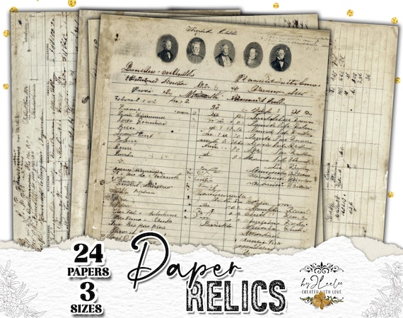 PAPER RELICS Vintage Documents Ephemera Pack | Junk Journal Printable Old Papers | Scrapbooking Kit | ppK53