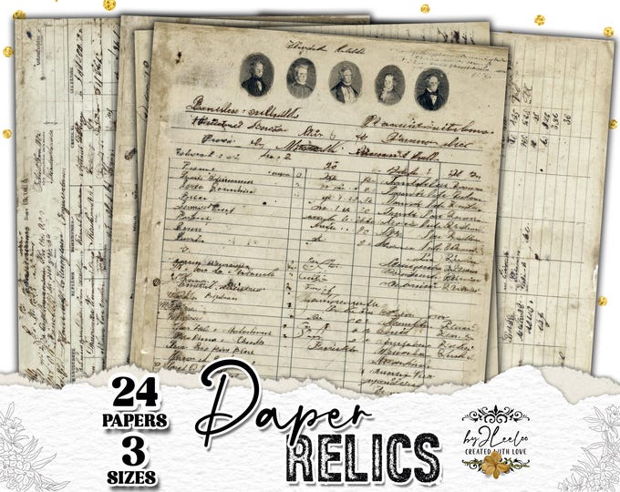 PAPER RELICS Vintage Documents Ephemera Pack | Junk Journal Printable Old Papers | Scrapbooking Kit | ppK53