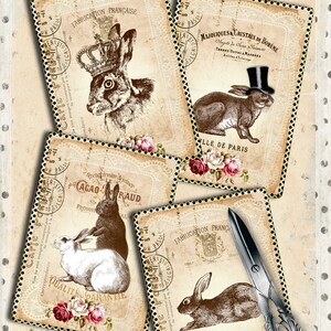 RABBIT POSTCARD Printable Easter Bunny 5x7 Inch Digital Sheet Ephemera ...