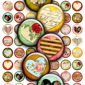 Digital Print VALENTINE DAY 1 Inch Circle Love Heart Images for Pendant ...