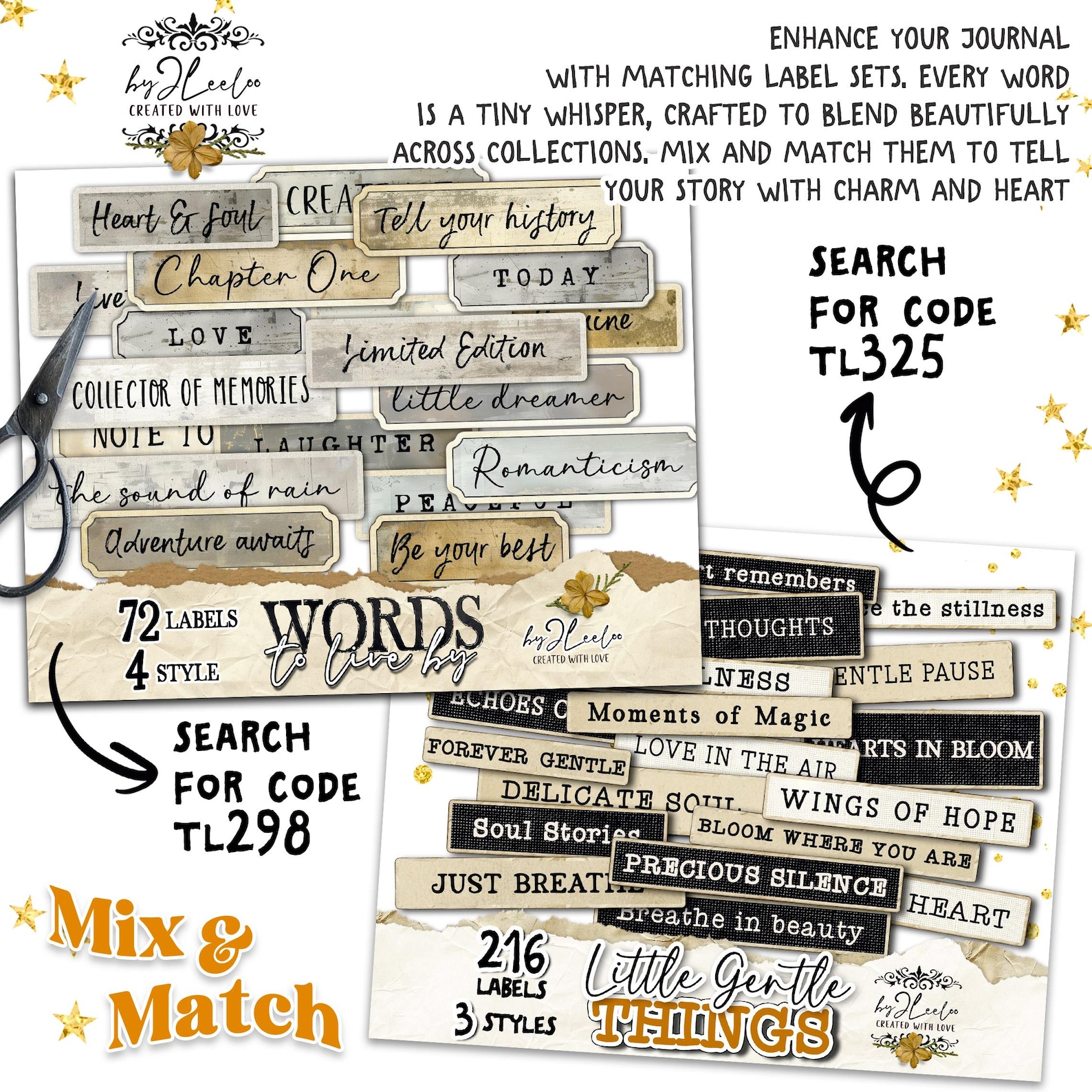 Diary Label Sample TINY INSPIRATIONS Word Labels Printable | Grungy Vintage Text Ephemera ...