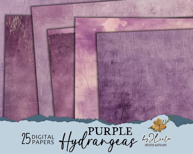 PURPLE HYDRANGEAS vintage papers backdrops | digital grunge paper images | old vintage backgrounds distressed antique paper textures | pp755
