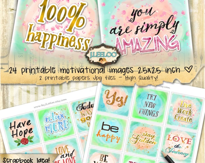 MOTIVATIONAL 2.5 inch square quote printable for greeting card gift tag journaling pocket mirror scrapbooking watercolor quote qu469
